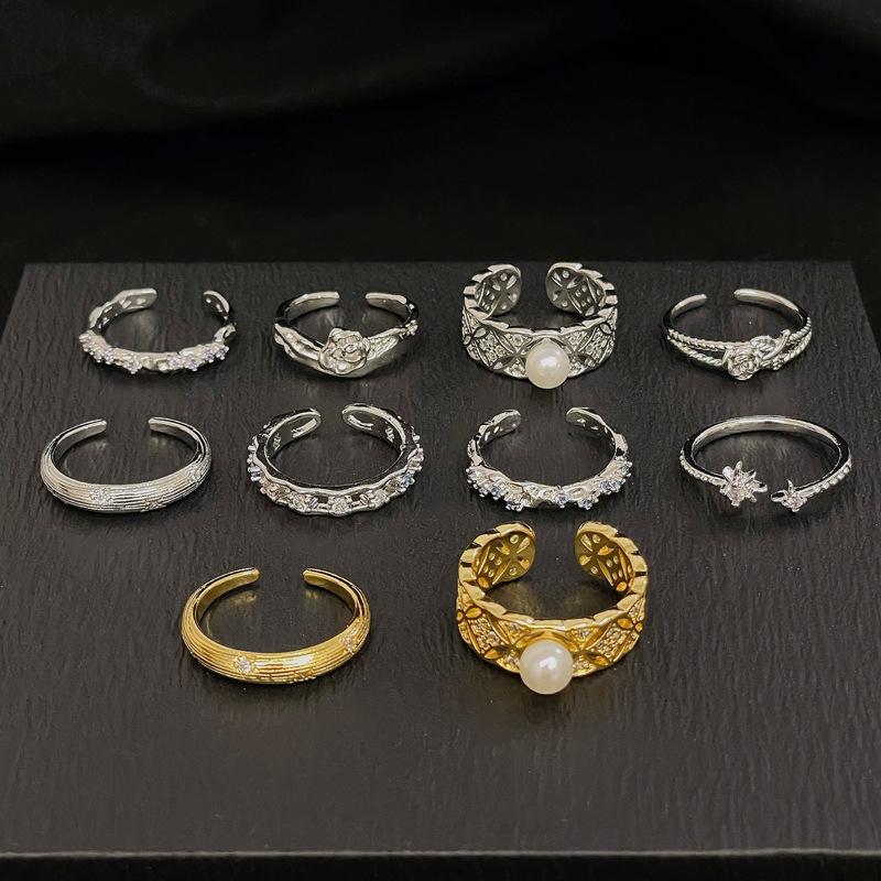 New Light Luxury Zircon Niche Design Sense Unique Opening Ring Women'S Cold Wind Exquisite Fashion Jewelry