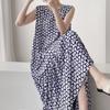 Robe de nuit sans manches en coton et soie pour femme, été, idyllique, ample, grande taille, peut être portée dehors, jupe fishtail en coton artificiel à fleurs