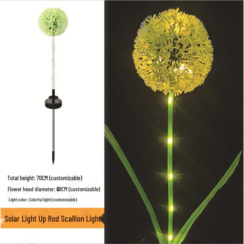 Solar LED Onion & Dandelion Yard Stake Lights - Outdoor Landscape & Lawn Decoration Colorful