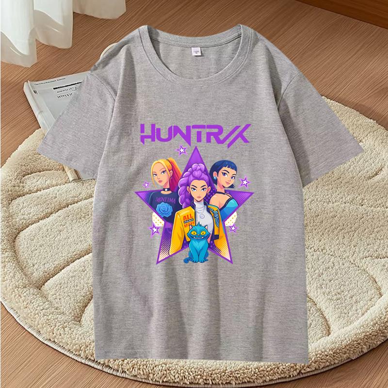 Kpop Demon Hunters Girls Graphic T Shirts Women Oversized Cotton Fashion Anime Short Sleeve Summer Print Unisex Tops