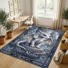 Dragon Phoenix Theme Crystal Velvet Rug Personalized Custom Name Text Soft Floor Mat Home Decor