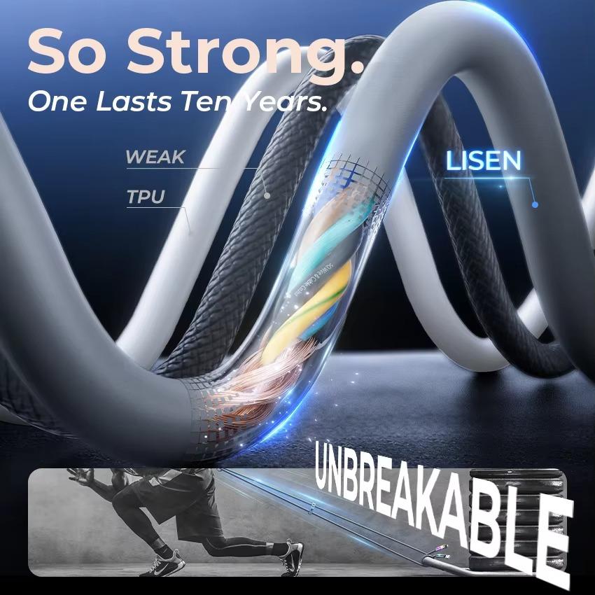 240W Chubby USB C-kabel Snabb laddning 4 i 1 Datakabel 6,6FT Zinklegering med Andningsljus för Telefon/MacBook/iPad