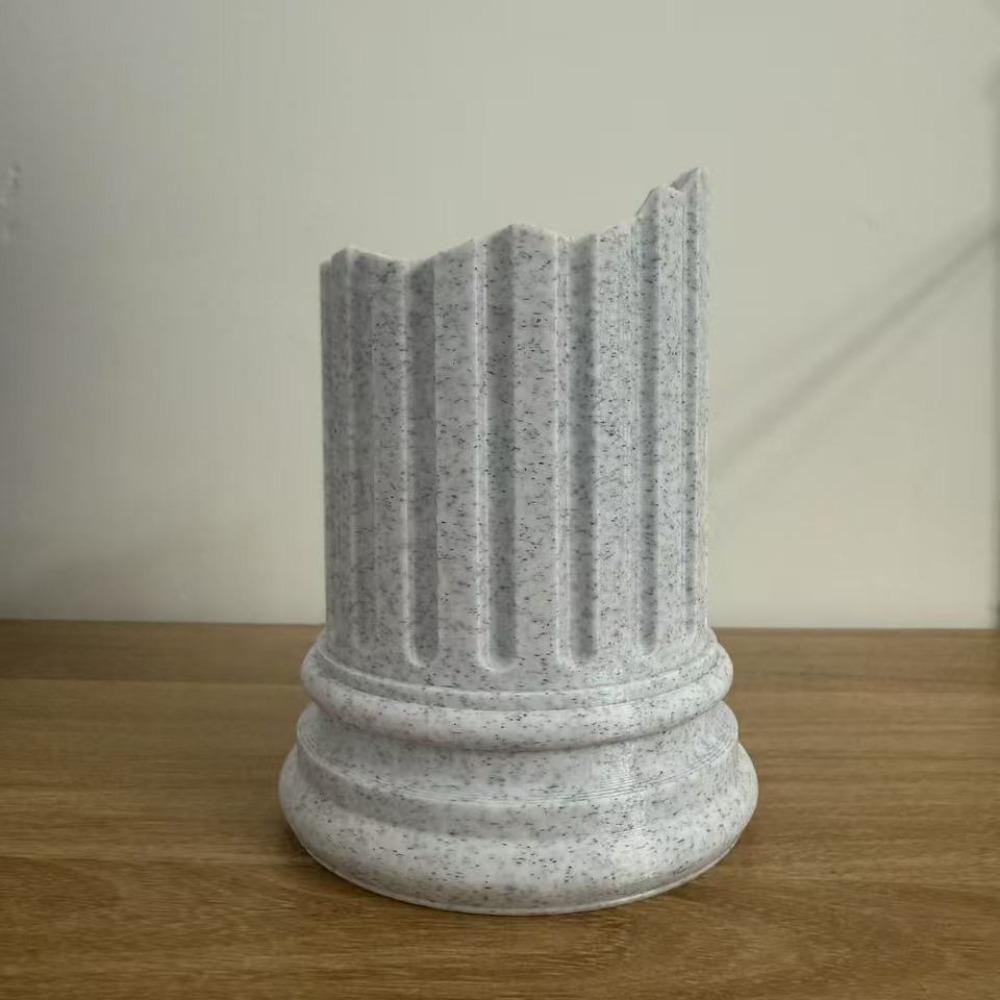 Stone Pillar Roman Pillar Pen Holder Roman Column Pen Container Desk Organizer  Home Storage светло-серый