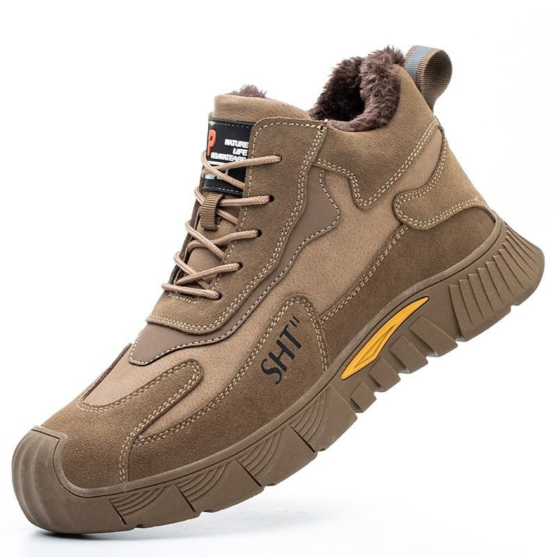 Men's Safety Shoes Thickened Keep Warmer Fleece-lined Men Women Anti-smash Winter with Steel Toe Cap Puncture Safety Sneakers