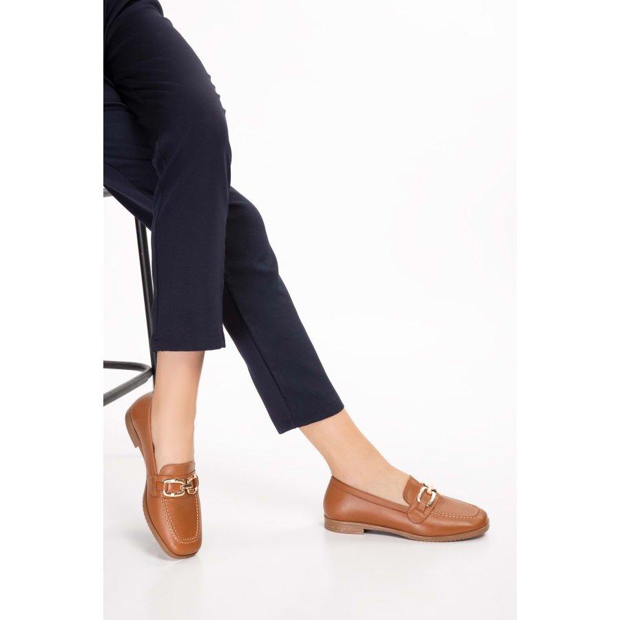 Women's Genuine Leather Square Toe Casual Shoes Loafers