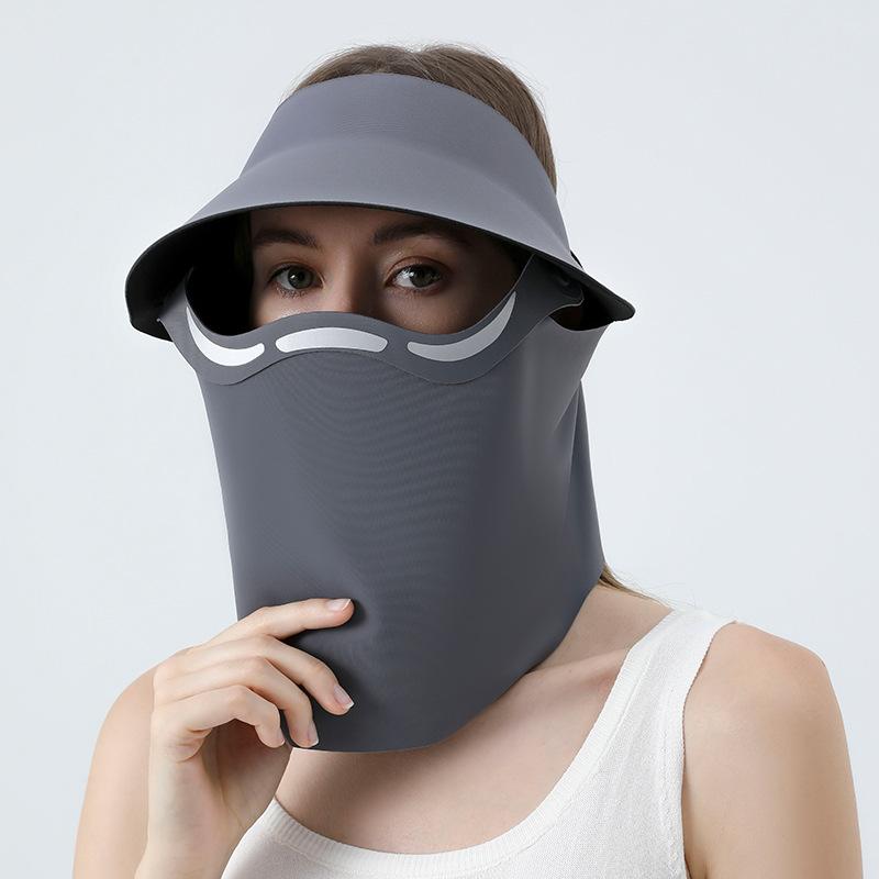 Neck protection magnetic sun protection hat women s sun protection hat outdoor sports sun hat full face sun protection mask серый