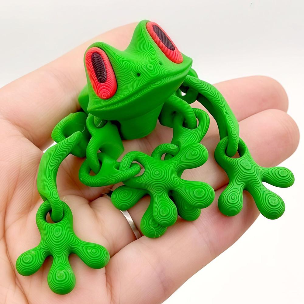 3D Printed Magnetic Frog Coloful 12.3Cm/5In Lifelike Movable Frog Magnet For Fridge Articulated Magnetic Refrigerator Sticker