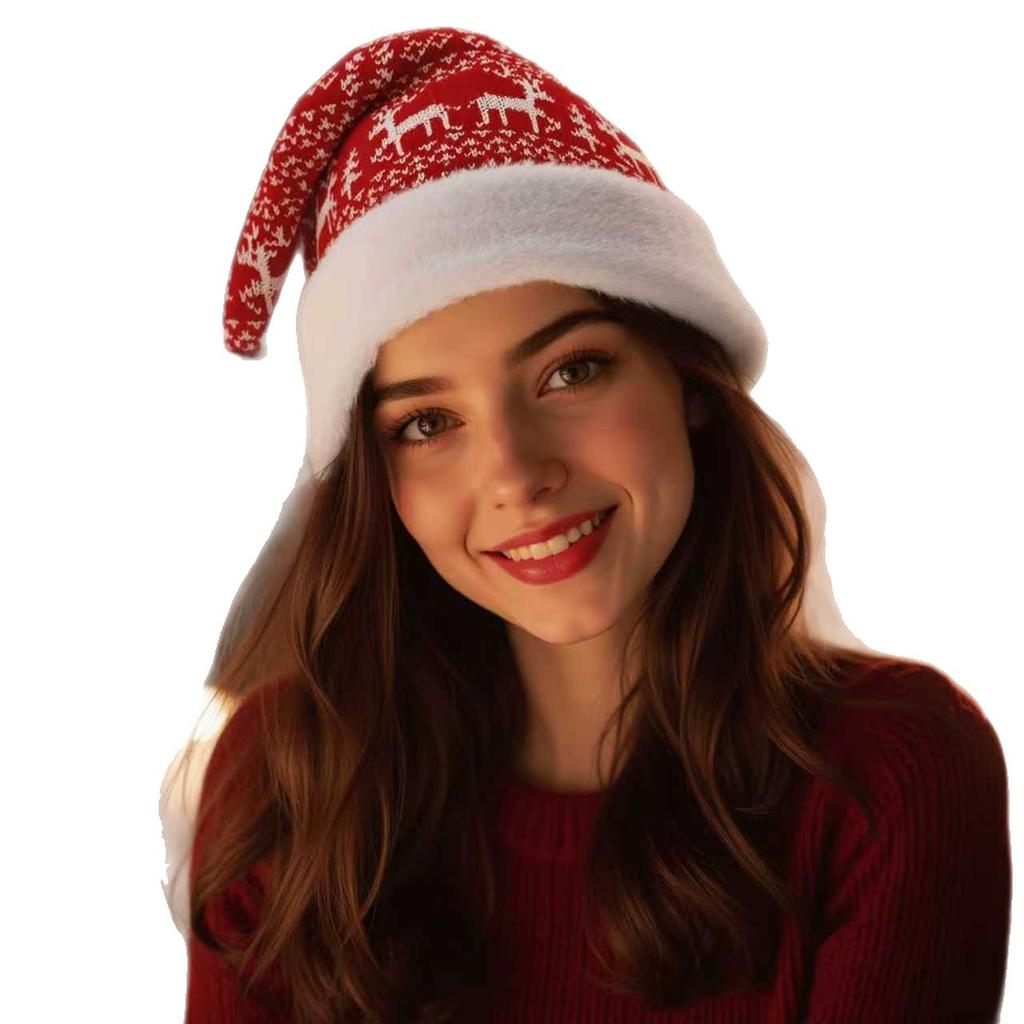 Snowfake Elk Hat Winter Thicken Knitted Velvet Cloth Adult Christmas Hat Merry Christmas Decor Gifts Happy New Year 2025 Naviida