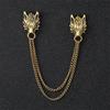 Korean Style Men's Blazer Brooch with Scissors-Shaped Metal Chain Accessory