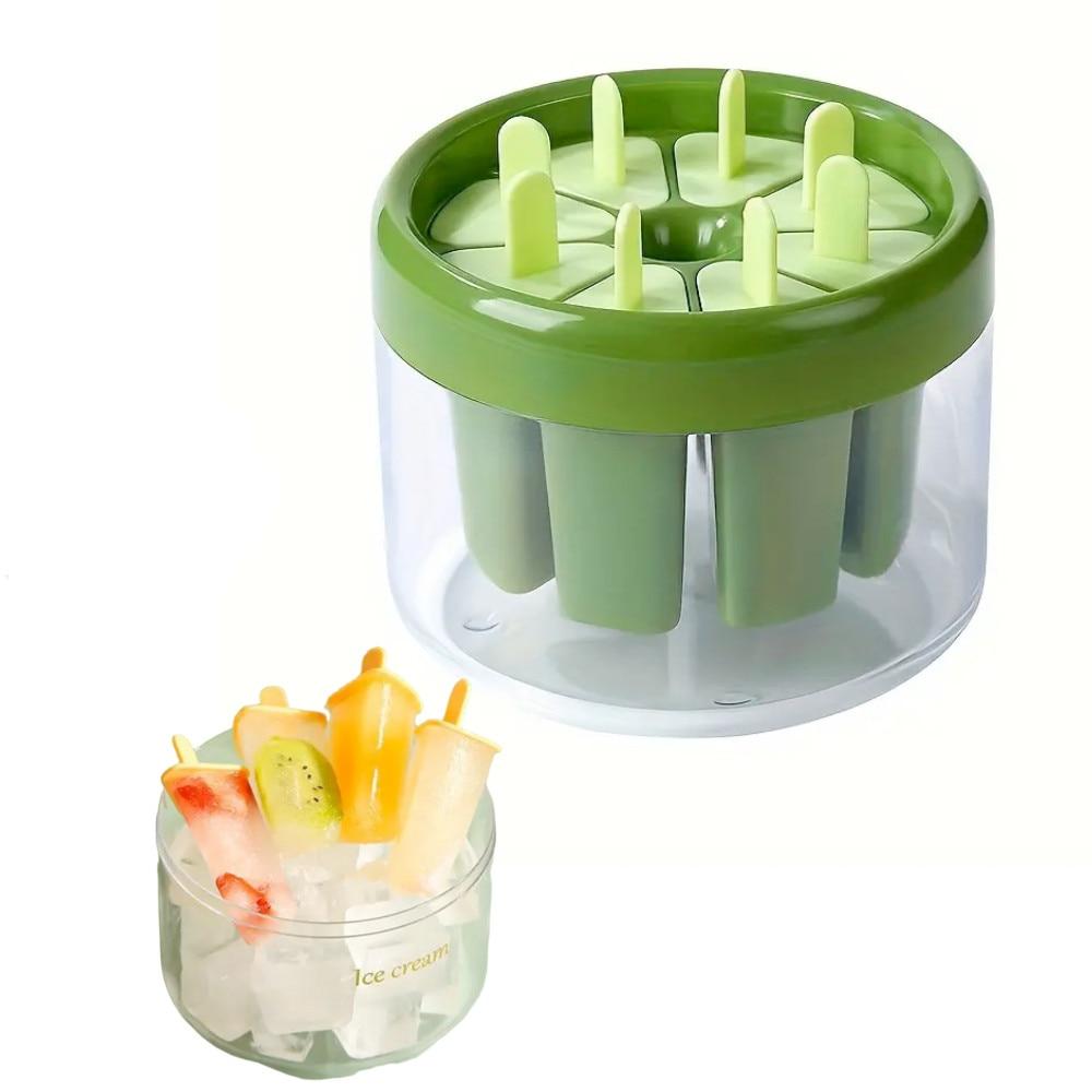 Eco-Friendly Plastic Ice Pop Mold 8-Cavity Popsicle Maker Green 11x13cm Kids DIY Ice Lolly Mold