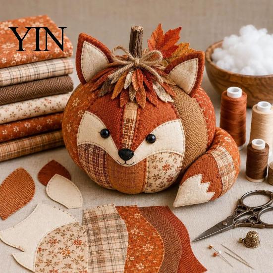 Basteln für den Familienabend Tier Kürbis Patchwork-Set, DIY Fuchs Katze Eule Nähen Halloween Filzmaterialien Niedliches Bastelset Erwachsene, Herbstdekoration für Zuhause