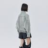 Retro Hong Kong Style Stand Collar Lapel Denim Jacket for Petite, New Early Spring Trend, Loose Fit, Distressed, and Slimming.