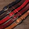 Women's Genuine Leather Engraved Copper Buckle First Layer Cowhide Casual Personality Retro Denim Thin Belt