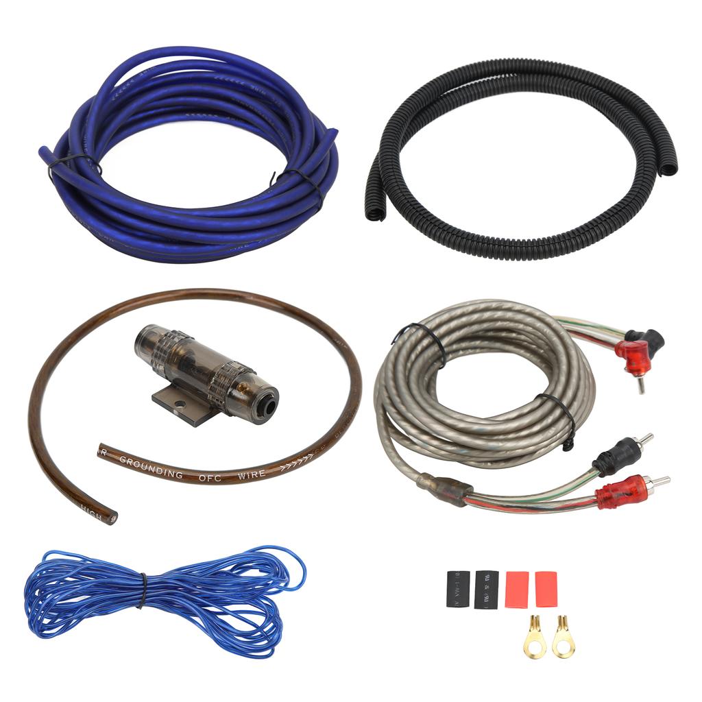8GA Power Amplifier Installation Kit Car Subwoofer Audio Wire Line Power Cable with Fuse Universal