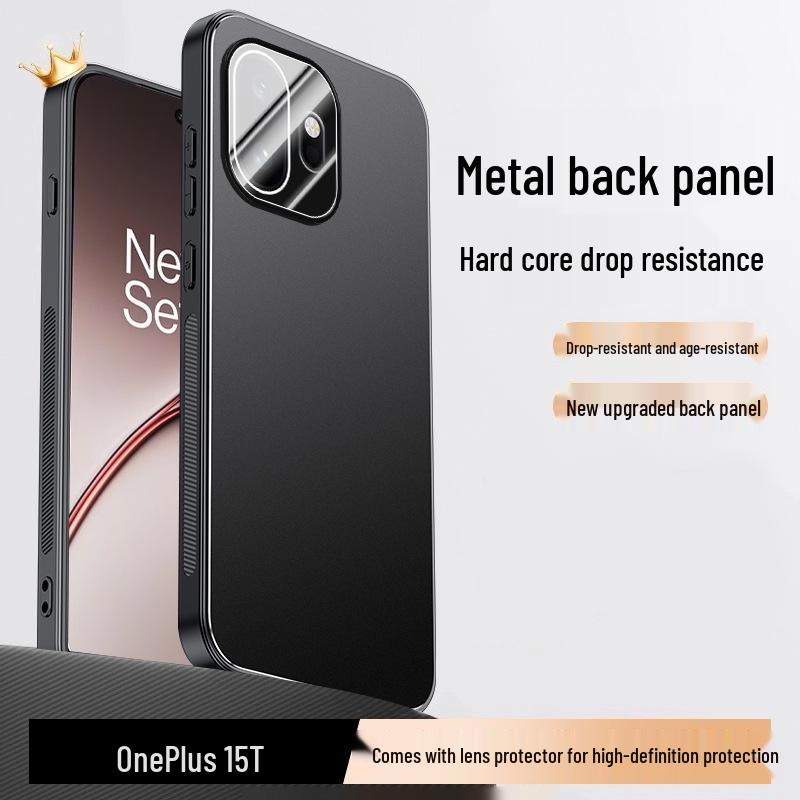 Compatible Case for OnePlus 13/15T, Ace 5/6, Turbo 6V - Metal & Matte Finish with All-Inclusive Lens Cover