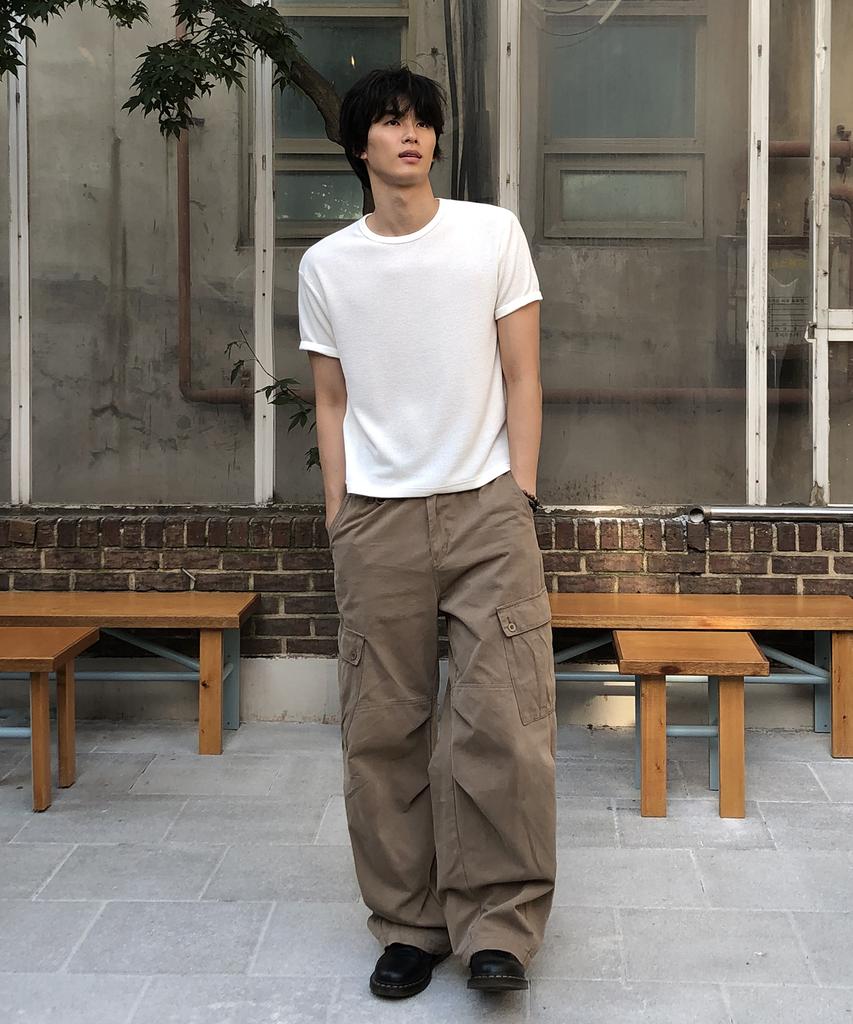 Dei Semi-Crop Round Waffle Short Sleeve T-Shirt_4 Color
