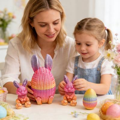 2 ks 3D tištěné velikonoční vajíčko s králíčkem uvnitř Předplněné velikonoční vajíčko s králíčkem pro velikonoční košík Plnička Dekorace na jarní párty