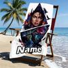 Custom Name Personalized Michael Jackson Print Beach Towel, for Trip Camping Beach Party Home Decor, Birthday Gift for Family & Friends