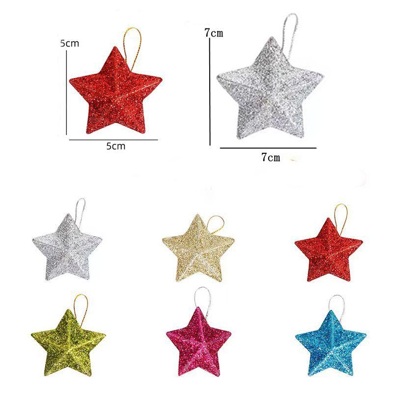 

6Pcs Mixing 3D Glitter Star Ornaments Christmas Tree Hanging Pendant 2026 Xmas Decoration Home Decor New Year Party Gift Navidad 5cm