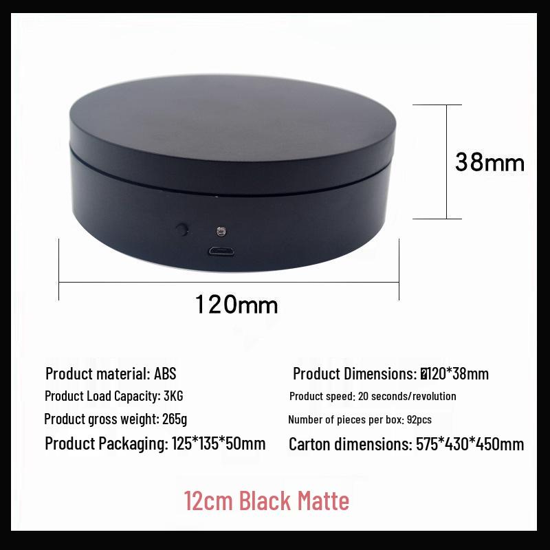 

12cm USB Rotating Display Stand for Live Streaming, Jewelry, and Crystal Ornaments чёрный