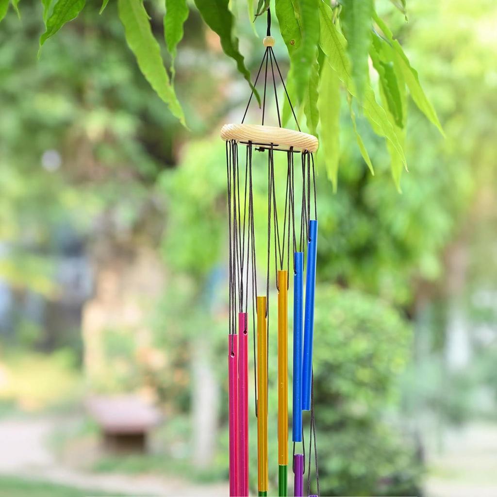Wind Chimes for Home Décor – Positive Energy Decoration for Living Room, Bedroom, Multicolor 12-Pipe