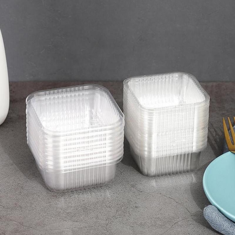 New 100pcs Square Moon Cake Trays Mooncake Packaging Box Without Cover Food Container Holder Gold Plastic Cake Box For Cookie
