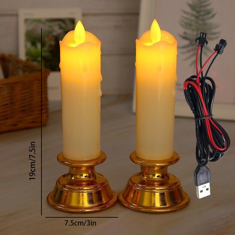 

Світлодіодна свічка з мерехтливим полум ям, USB-вхід, електронне світло свічки, весілля, церква, святкова прикраса, релігійна діяльність