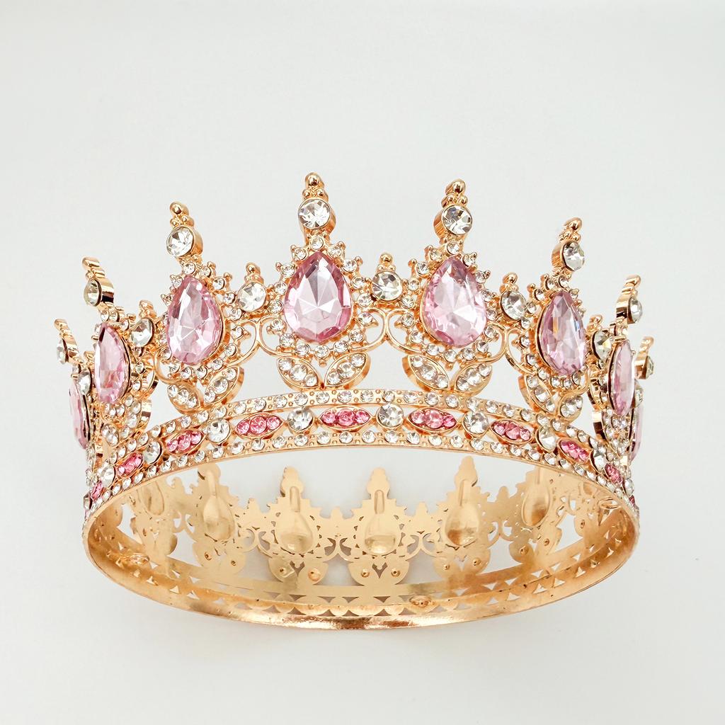 Full Circle Crown Tiara Colorful Baroque Retro Full Diamond Jewelry Wedding Accessories Crown Bridal Crown