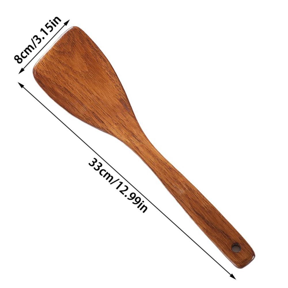 Durable Non-stick Wooden Spatula Anti-hot Non-slip Rice Spatula Long Handle Cooking Spatula