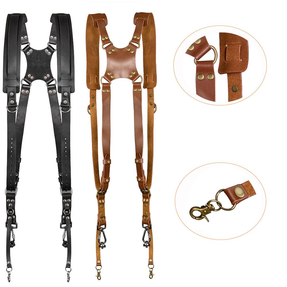 2Pcs Camera Double Shoulder Strap Wristband Set Quick Release Adjustable Dual Camera Strap for DSLR SLR DV Camera