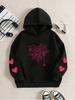 Red Dragon Xiangyun Cherry Blossom Back Printed Hooded Sweater Loose Casual Pullover Shoulder Top