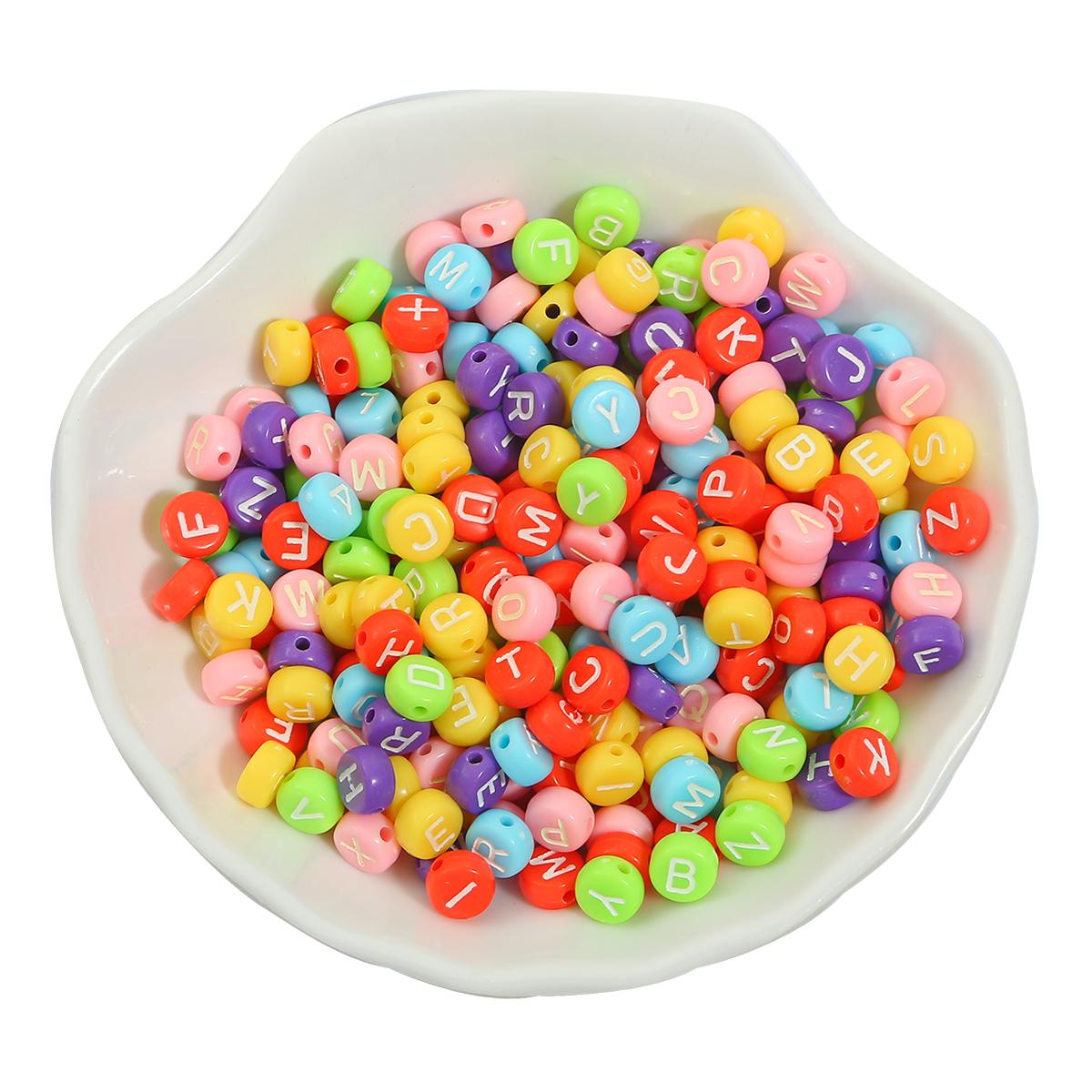 

100 шт. акриловые бусины с буквами алфавита, подвески, браслет, ожерелье для DIY, аксессуары для изготовления ювелирных изделий разноцветный