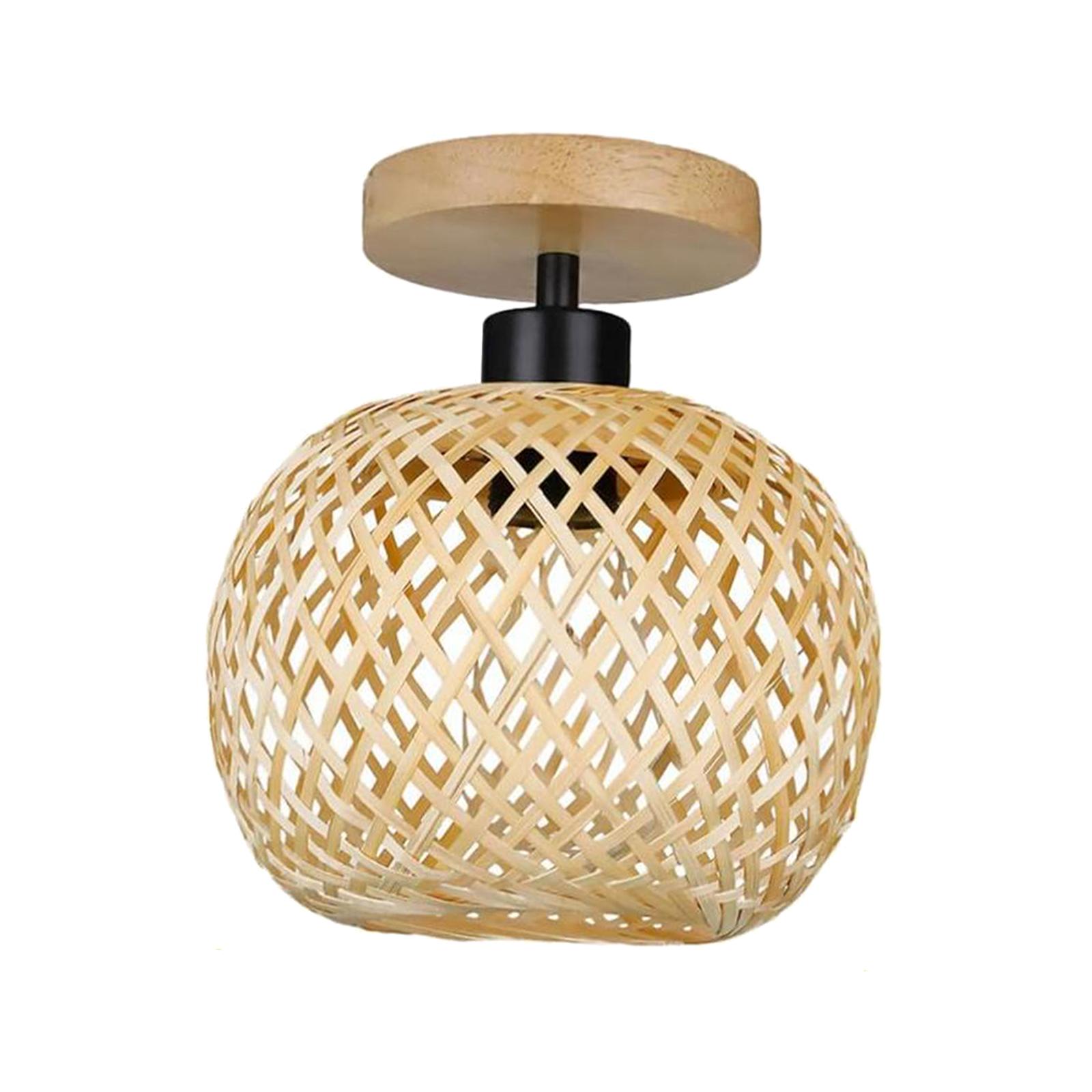 

Bamboo Ceiling Lamp with No Bulb Rustic Style Dining Room Decor with Woven Bamboo Shade Pendant Lamp Cover Bambbo Pendant Light бежевий