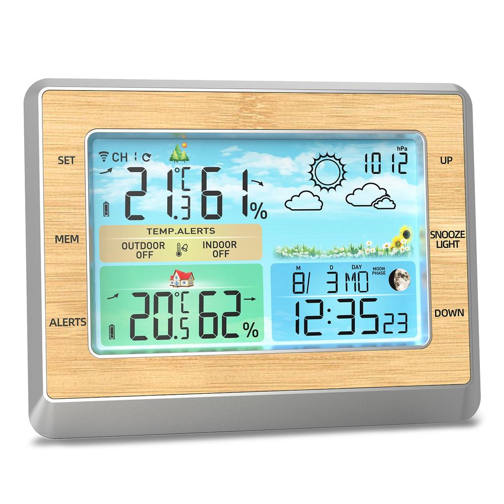 Funk Wireless  ,  , Outdoor Indoor with 6\  LED Brightness Color Display Temperature   Humidity Forecast