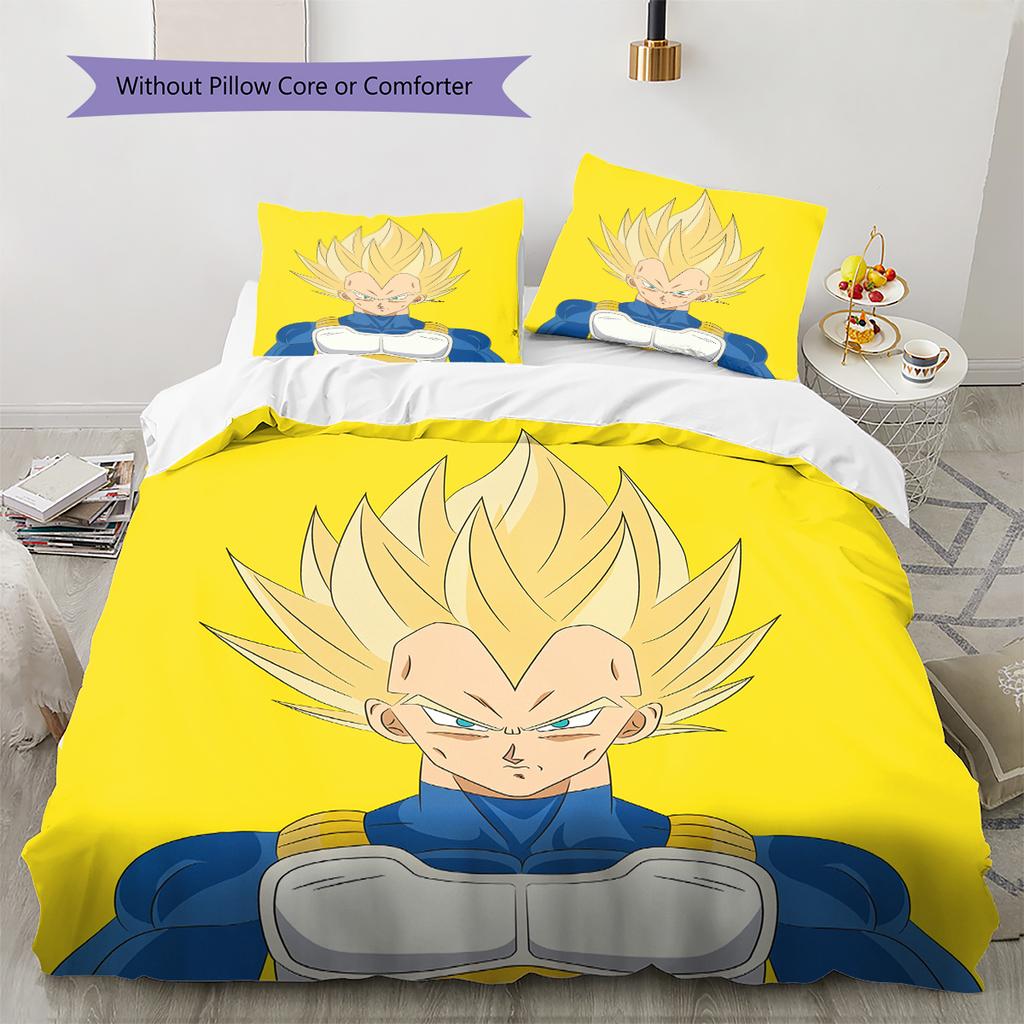 Biancheria da letto con motivo Vegeta di Dragon Ball Decorazione per la casa Regalo di compleanno (1 * copripiumino + 2 * federa, senza nucleo)