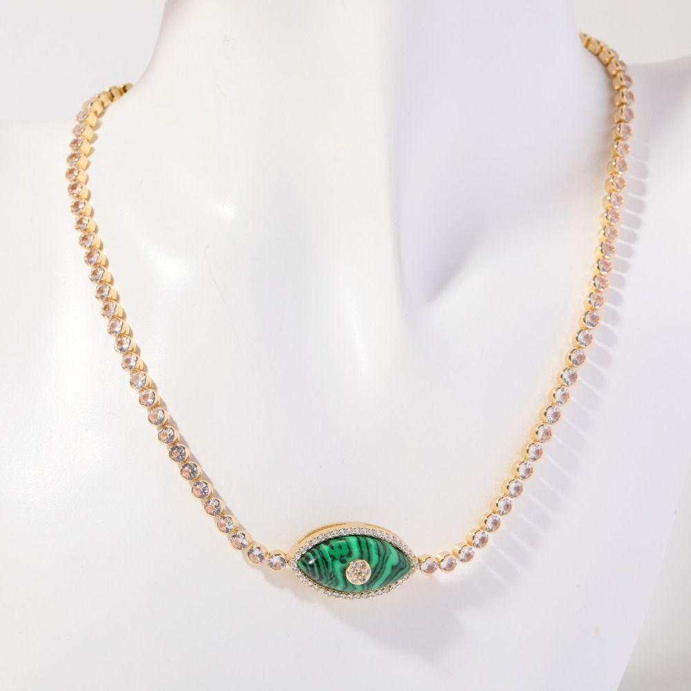 Electroplated Devil's Eye Necklace 18K True Gold Opal Zircon Necklace  Jewelry Gift