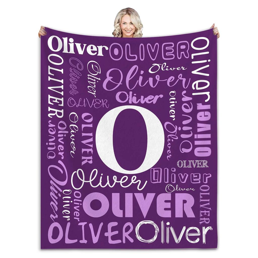 Personalized Name Flannel Blanket 2024 New Customized Blanket Soft for Kids and Adults Letter Monochrome Fleece Birthday Gift