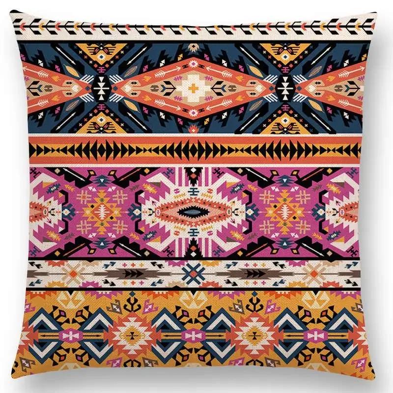 Colorful Seamless Aztec Decorative Prints Sofa Throw Pillow Case Fancy Abstract Geometric Vector Pattern Tribal Cushion Cover
