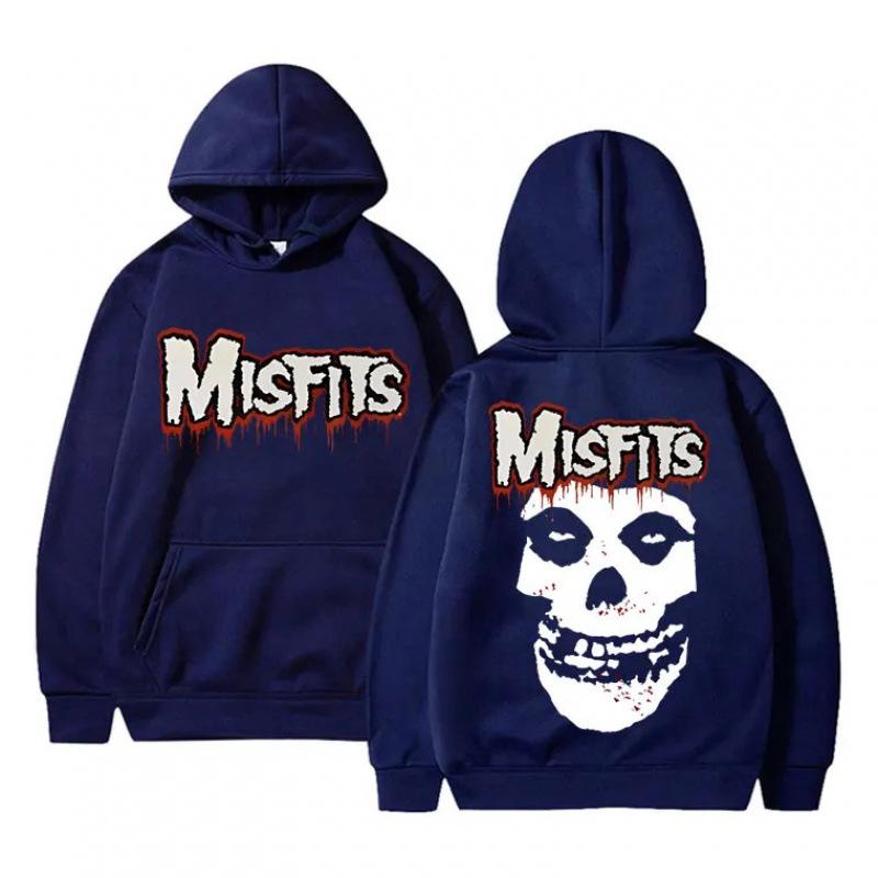 Horror Punk Misfits Skull Rock Print Hoodie