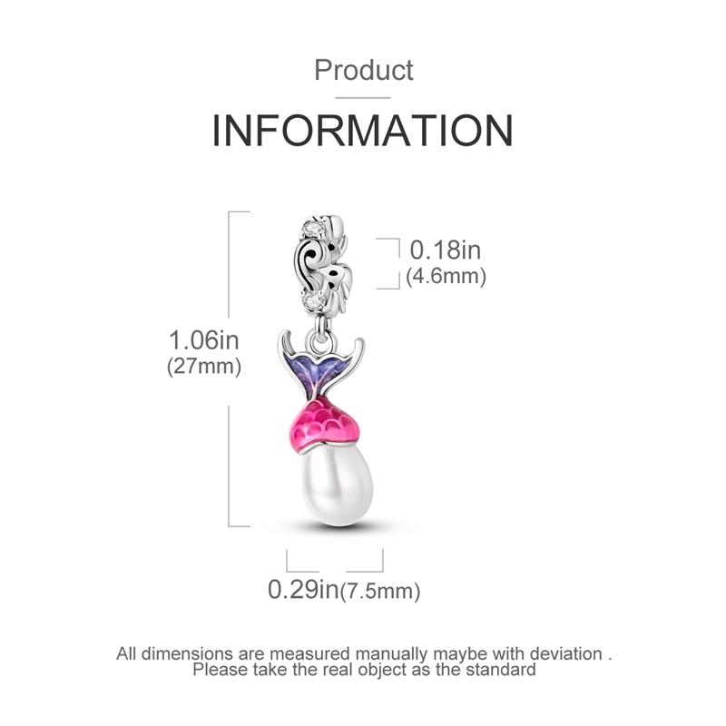 Charms Plata Luminous Pinkish-Purple Lucky Mermaid Beads Fit Original Bracelets Charms For Women Jewelry Diy Making Gifts