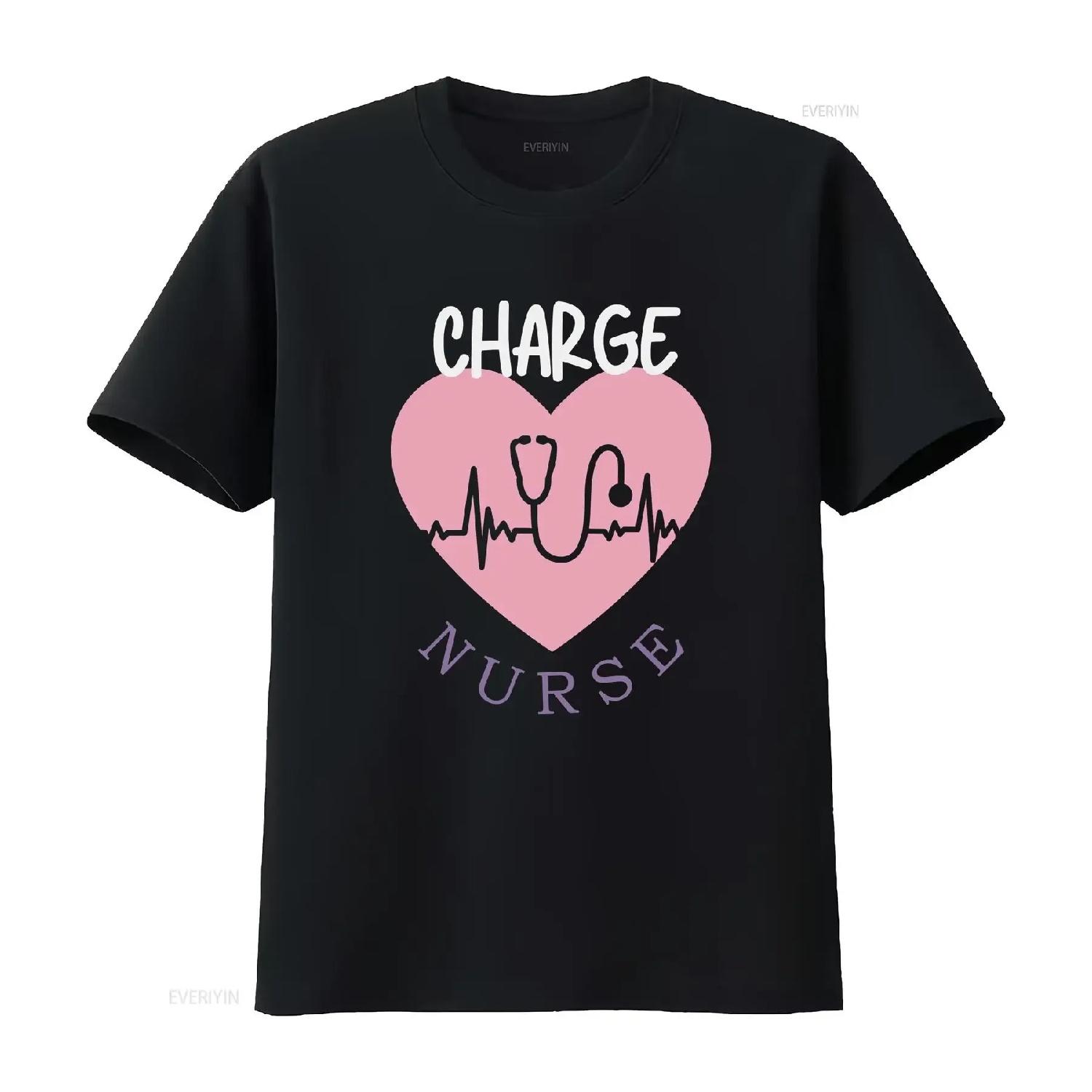 

Charge Nurse T Shirt for Nursing Appreciation vintage Washed streetwear graphic Soft Unisex Versatile Slightly homme XXXXXL чорний