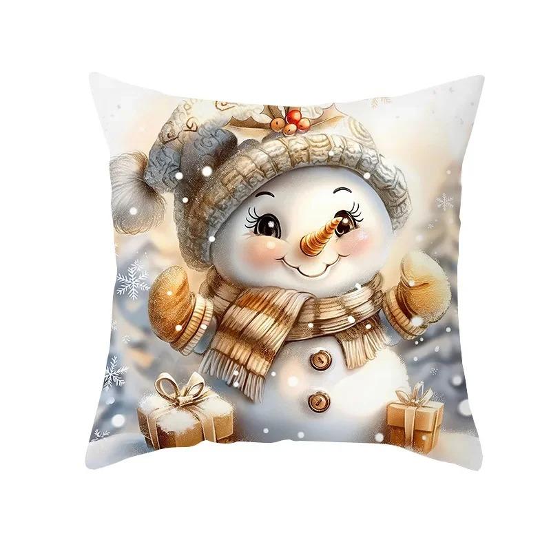 

1 наволочка для украшения рождественской вечеринки, зимняя наволочка с милым принтом снеговика, наволочка для дивана, украшение для дома, подарок 45x45cm