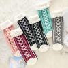 1 Pair Winter Socks Shoes Pattern Plush-lined Warmth Retention Christmas High-tube Socks Leg Warmer Fall