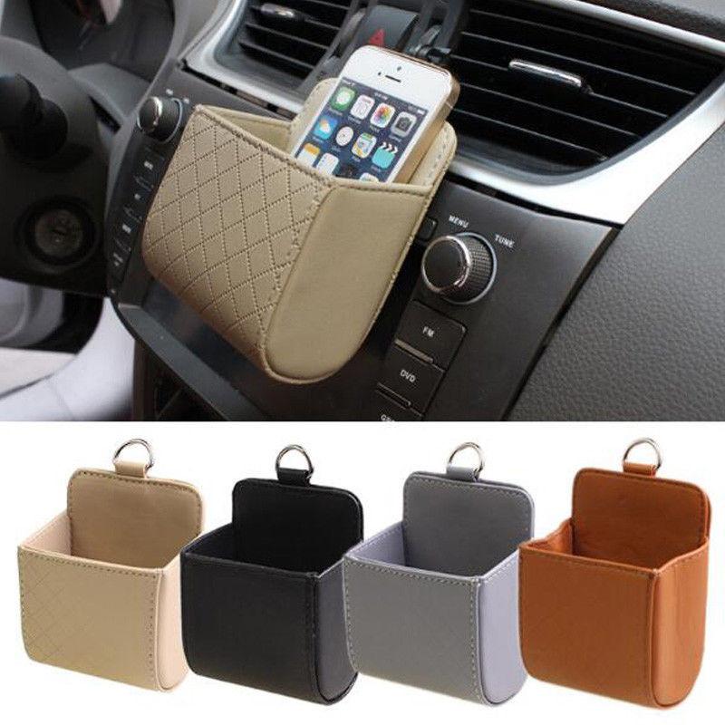 Leder Auto Lüftungsschlitz Aufbewahrungstasche Kreativ Cartoon Multifunktional Telefon Münz Organizer Box