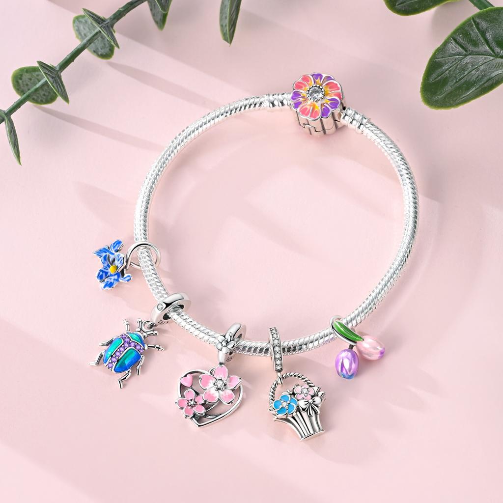 Original Charms Bead Copper Apple Skull Butterfly Flower Cat Starry Sky Charm Fit Bracelet Pendant Diy Jewelry Gift