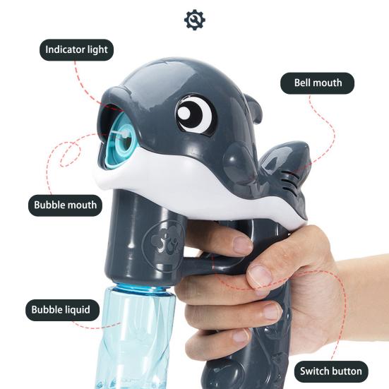 Dolphin Bubble Machine with Light Music Leakproof Kids Handheld Automatic Bubble Maker Shooter Blower Toy Toddlers Boys Girls Christmas Gift