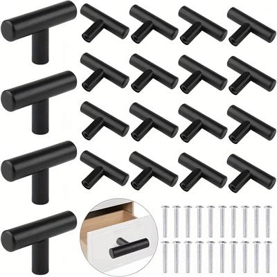 20pcs Single-Hole Black Cabinet Knobs And Handles, Suitable for Drawers And Cabinets In Kitchens And Bathrooms