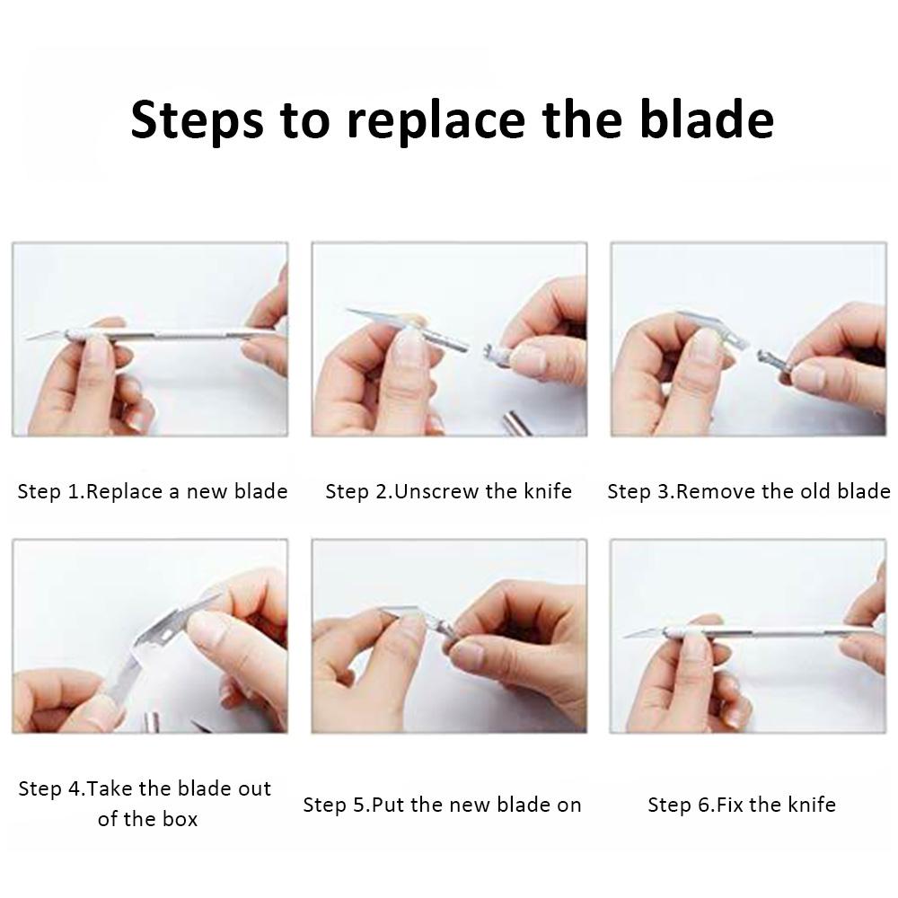 Engraving Knife Blades Metal Scalpel Knife 100/200Pcs Wood Carving Knife Blade Replacement Art Blades Sculpture Cutting Tools