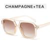 New Retro Women Sunglasses Double Beam Trendy Advanced Design Eyeglasses Square Personalized Large Frame Sun Glasses Uv400