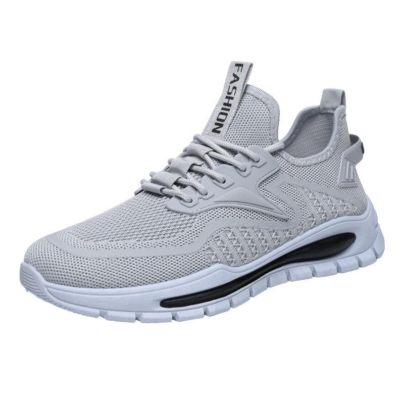 2025 spring sports shoes fashion trend soft bottom flat bottom light running shoes flying woven breathable youth men's shoes